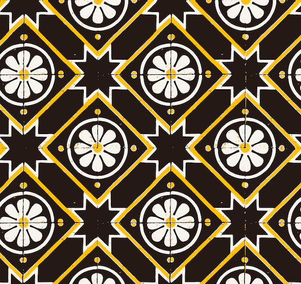 Black and Yellow Star Pattern Bordeaux